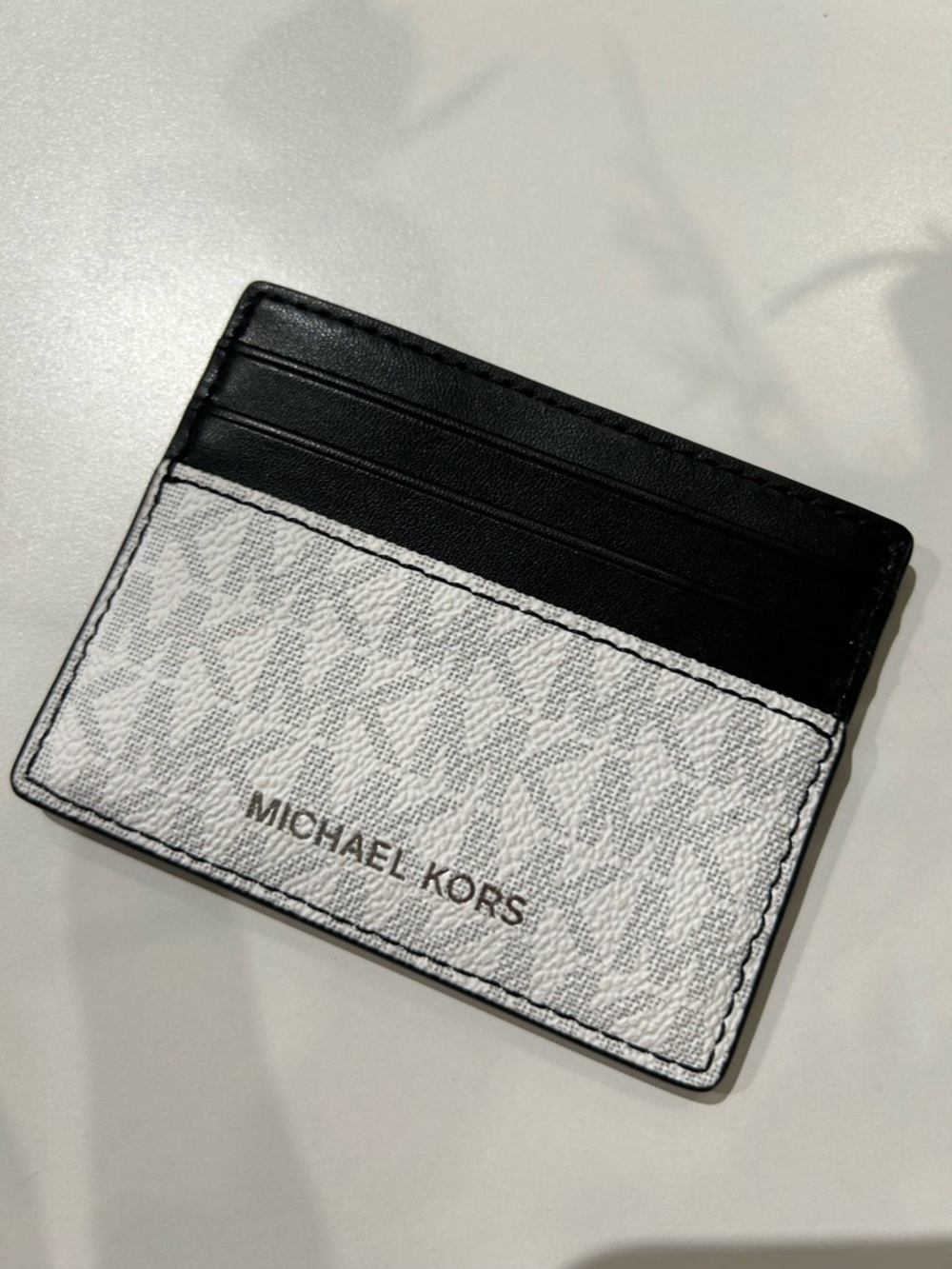 Michael Kors Cooper card case Wallet MK Ombre Logo white